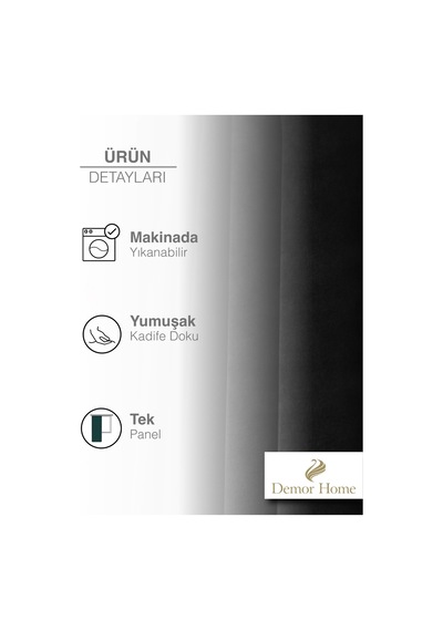 Br Demor Home 1/2 Sık Pile Panter Siyahı Kadife Dokulu Fon Perde Ütü İstemez En Çok Satılan