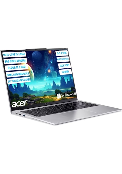 Acer AL16-52P-55S2 NX.J23EY.001 i5-1334U 8 GB 512 GB SSD 16" W11H Dizüstü Bilgisayar