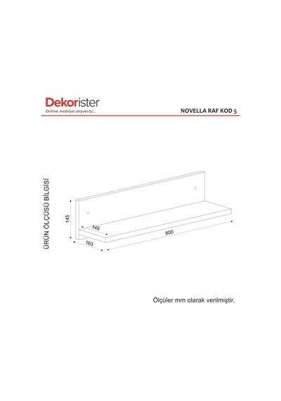 Dekorister Novella K5 Duvar Rafı Beyaz