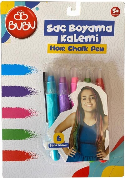 Saç Boyama Kalemi 5 Renk 1 Paket Bubu Saç Boyama Tebeşiri 5 Li Yıkanabilir Mini Tarak Hediyeli Hair Chalk Pen