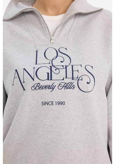 Defacto Regular Fit Yarım Fermuarlı Baskılı Sweatshirt G6692ax25wngr93 Gri-gr93 Defacto Regular Fit Yarım Fermuarlı Baskılı Sweatshirt G6692ax25wngr93 Gri-gr93