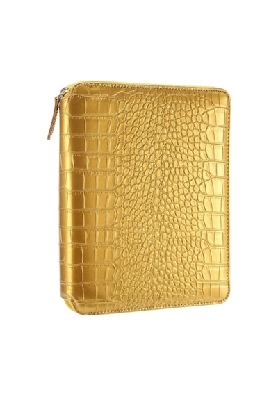 Victoria Journals Croco Zipperfolder Noktalı Organizer - Defter Altın 14.8x21cm