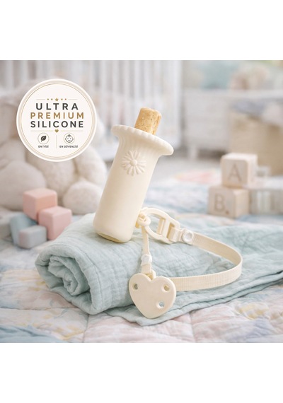Tgm Baby Minilok Ultra Premium Silikon Rusk Tutucu Ve Emzik Askısı Krem
