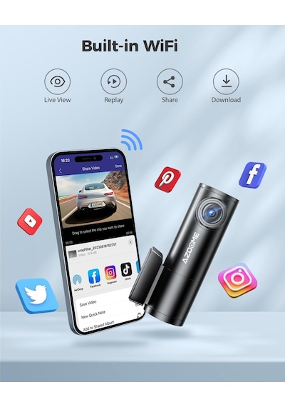 Tr 1296 P Çizgi Kamı, Wifi Mini Gizli Araba Kamera İle, Gece Görüşlü Ses Kontrolü Araç Kaydedici, Wdr, Döngü K