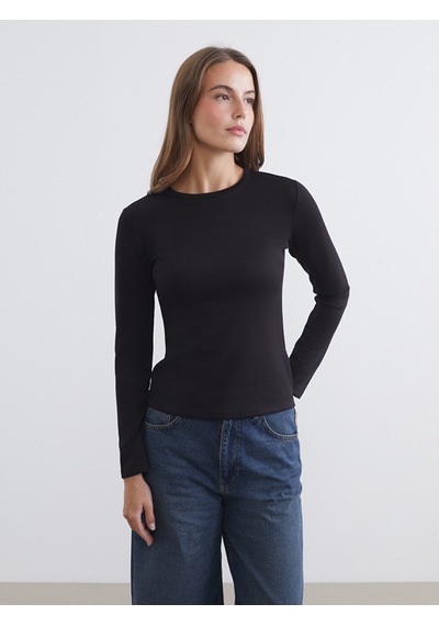 Lcwaıkıkı Basic Siyah Bisiklet Yaka Soft Touch Kadın Body