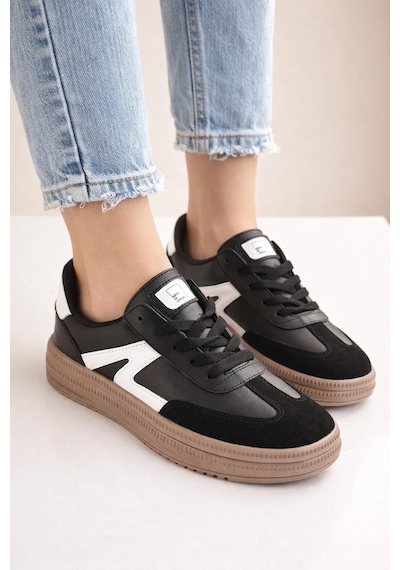 Unisex Rahat Taban Bağcıklı Sneaker Ayakkabı Siyah