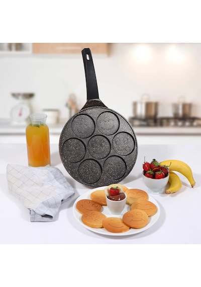 Serenk Fun Cooking Gülen Yüz Alüminyum Döküm Granit Kaplama Panke