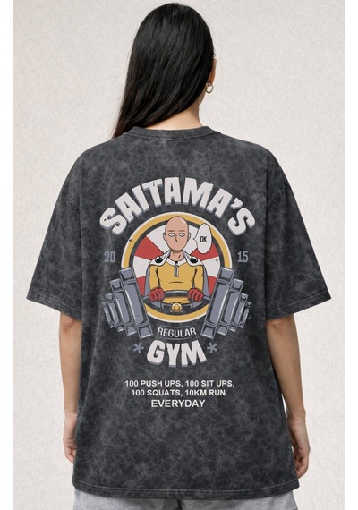One Punch Man Saitama Gym Fitness Bodybuilding Baskılı Unisex Ove Siyah