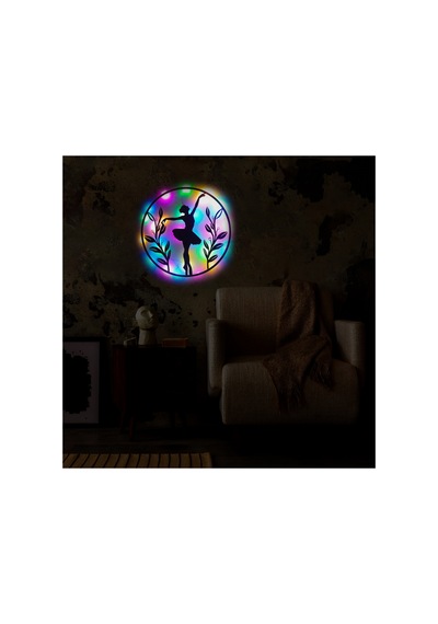 Led Işıklı Kadın Temalı Tablo Balerin Dekoratif Gece Lambası Çok Renkli - 737237709 Çok Renkli