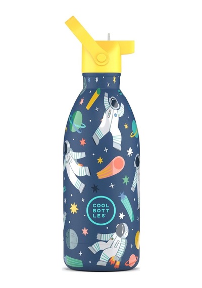 Cool Bottles Çelik Termos Pipetli Matara - The Kids Bottle - Galactic Ride 500ml Lacivert