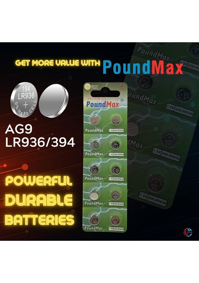 10x Ag9 Lr45, Lr936, 394 1.5v - Alkalin Düğme Piller 1x 10'lu Paket