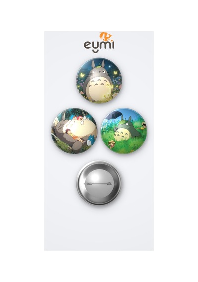 Ghibli Studio Komşum Totoro 3'lü Metal Rozet Seti 58mm İğneli Buton Çanta Yaka Rozeti Çok Renkli