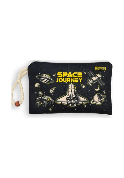 Uzay Mekiği Space Shuttle Desenli Kalem Kutusu Yıkanabilir Bez Kalemlik Genel