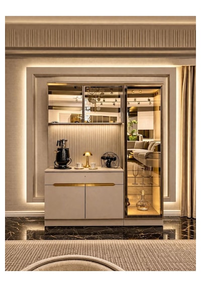 VİZON Kahve Köşesi Led Işıklı Kahve Köşesi Ünitesi Modern Tasarım Vizon Renk 200 Cm Yükseklik 125 Cm Genişlik VİZON Kahve Köşesi Led Işıklı Kahve Köşesi Ünitesi Modern Tasarım Vizon Renk 200 Cm Yükseklik 125 Cm Genişlik
