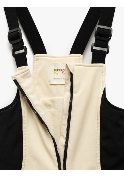 Koton Oversize Ayarlanabilir Askılı Fermuar Detaylı Kayak Tulumu Ekru 5wkg00032aw