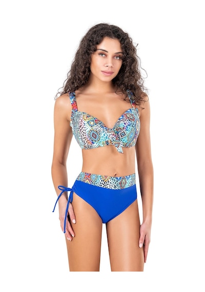 Endeep Kadın Büyük Beden Balenli Mavi Desenli Bikini Takımı-saks Mavi