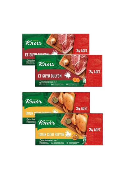 Knorr Bulyon Et Ve Tavuk Suyu 24 Lü 240 Gr 4 Lü Karma Paket
