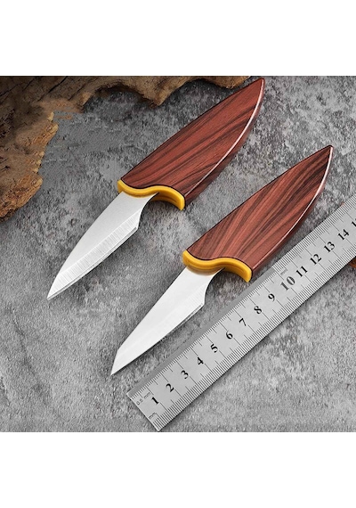 Valkyrie Mini Şef Yemek Bıçağı Ahşap Kılıflı Paslanmaz Çelik Meyve Sebze Soyma Doğrama Bıçağı Kahverengi
