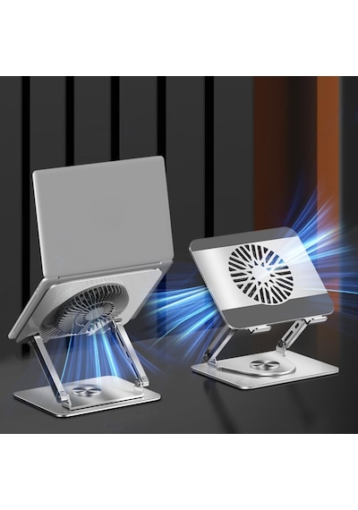 Laptop Standı Alüminyum Soğutmalı Mıknatıslı Harici Fanlı 360 Derece Döner Ayarlı Ergonomik Gam