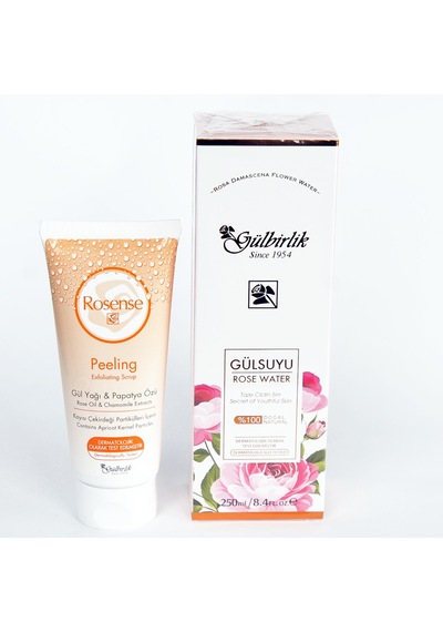 Gülbirlik Doğal Gülsuyu 250 ML + Rosense Gül Yağı Papatya Özlü Peeling 100 ML