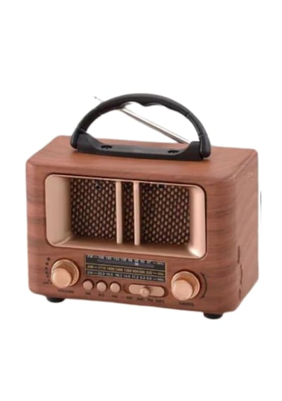 Go İthalat Küçük Mini Boy Retro Ahşap Tasarım Bluetooth Hoparlörlü Radyo Fm/am Destekli, Şarjlı Ve