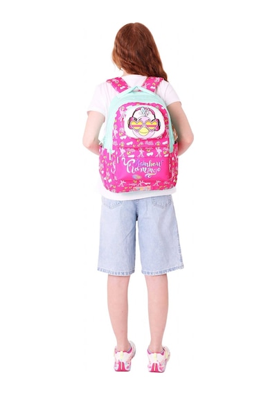 Kaukko Toys Kız Çocuk 3d Flamingo Şekilli İlkokul Ve Günlük Sırt Çantası - Kırmızı Yeşil - L5235 Kırmızı - Yeşil