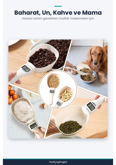Dijital Ölçü Kaşığı - Terazili - 800 Gr Ölçme Kapasitesi Beyaz