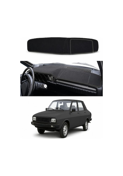 Renault - 12 Toros Kapakli 1972-1999 Uyumlu Torpido Koruma Kılıfı - Siyah Şeritli