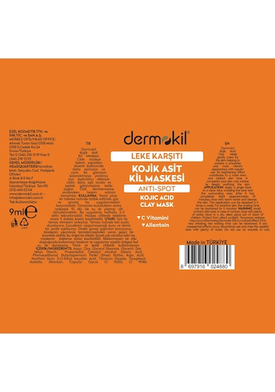 Dermokil Leke Karşıtı Kojik Asit Kil Maskesi 9 Ml