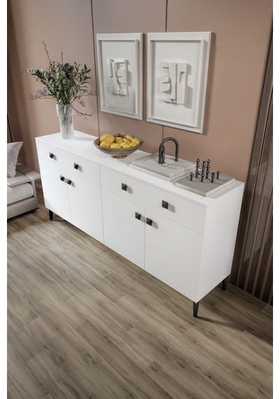 Livia Konsol 180 Cm Beyaz 4 Kapaklı 2 Çekmeceli Modern Konsol Beyaz