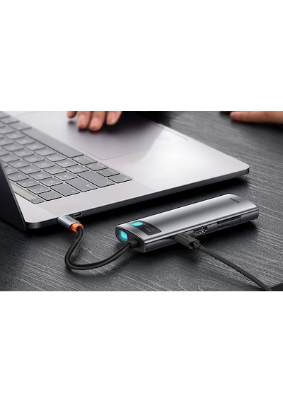 Baseus 100w 7in1 Çevirici Çoğaltıcı Adaptör, 3x Usb, 1x Type C, 1x 60hz Hdmı, 1x Tf-sd Girişli Hub