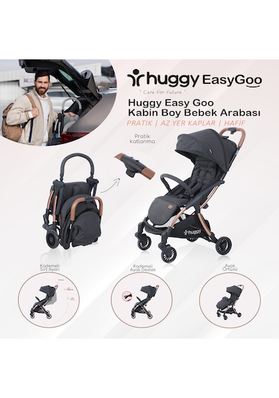 Huggy Easy Go Kabin Boy Otomatik Katlanır Bebek Arabası