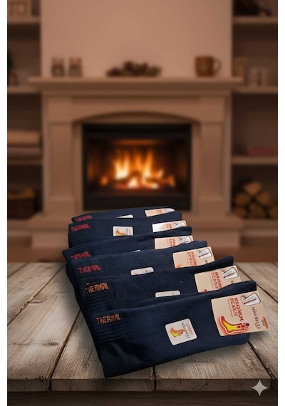 Thermal Pamuk Havlu Çorap 36-40 Numara Tamamı Siyah 6'lı Paket Set 3