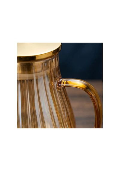 Modern Borosilikat Dilimli Cam Sürahi 1800 Ml Çay, Meyve Detoksu Ve Soğuk İçecekler İçin Şeffaf