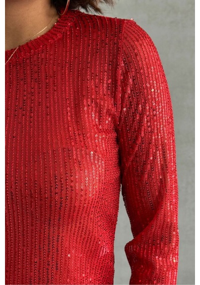 Verymoda Pullu Bluz F1866 Kırmızı