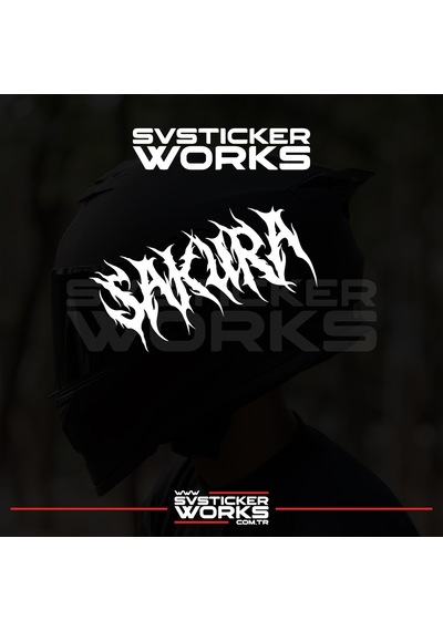 Sakura Yazılı Kask Sticker Tüm Kasklar Uyumlu Tek Yön 1 Adet Beyaz