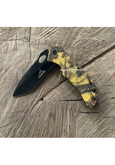 Gerber Carbon Çelik Özel Cep Çakısı Kamp Çakısı Açacak Çekiçli Cep Bıçak 22cm Siyah Sarı
