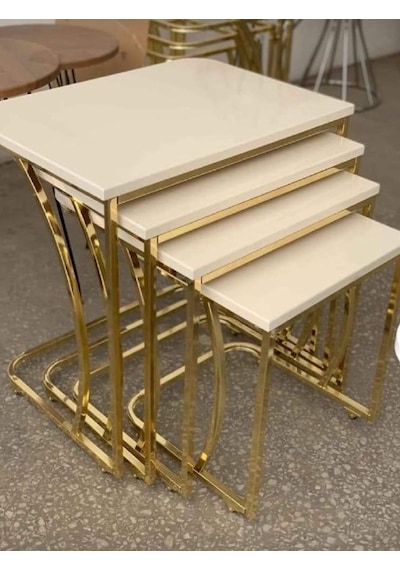 Ankara Dinç Metal Sehpa Tekerlekli C Sehpa Gold. Dörtlü. Zigon Se