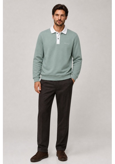 Redline Snap Erkek Regular Fit Düğmeli Kışlık Sweatshirt Mint