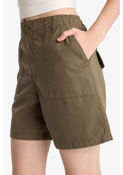 Defacto Coool Normal Bel Kısa Paça Gabardin Şort F3318ax25smkh341 Haki