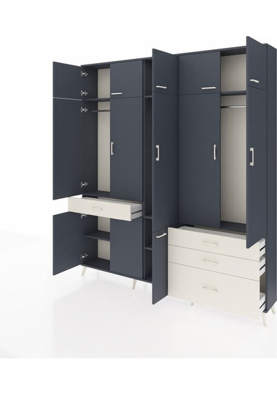 Arges Dolap 8 Raflı 4 Çekmeceli 3 Askılı 220x30x243 Antrasit-antrasit/aytaşı Antrasıt/aytası Arges Dolap 8 Raflı 4 Çekmeceli 3 Askılı 220x30x243 Antrasit-antrasit/aytaşı Antrasıt/aytası