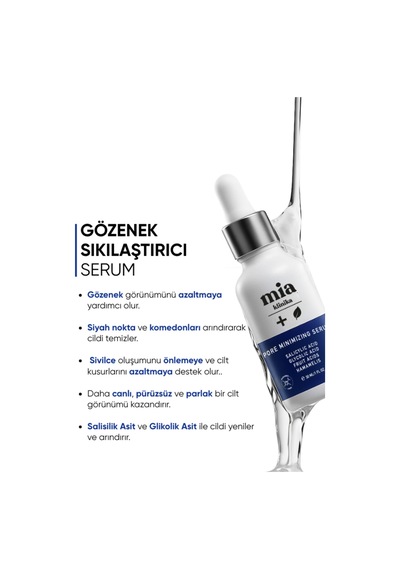 Mia Klinika Gözenek ve Siyah Nokta Gidermeye Yardımcı Serum 30 ML