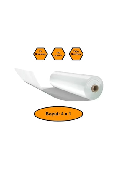 160 Micron Naylon Örtü, Şeffaf Su Geçirmez Naylon, 4x1 Metre