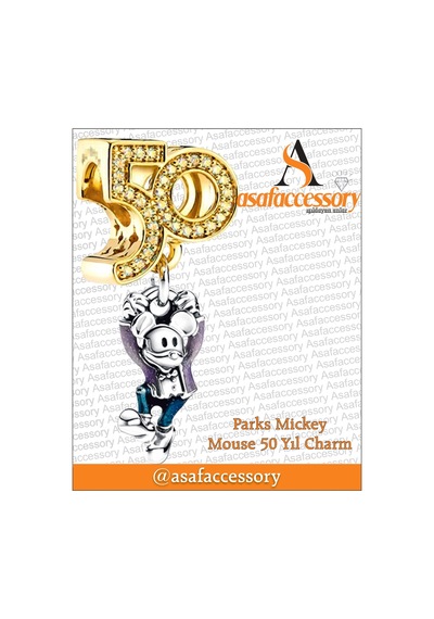 50. Yıl Charm Mickey Mouse Gümüş Kaplama