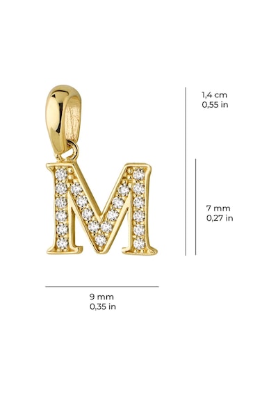 Goldkupe 14 Ayar Altın M Harfi Taşlı Kolye Ucu 0,62 Gr-3454