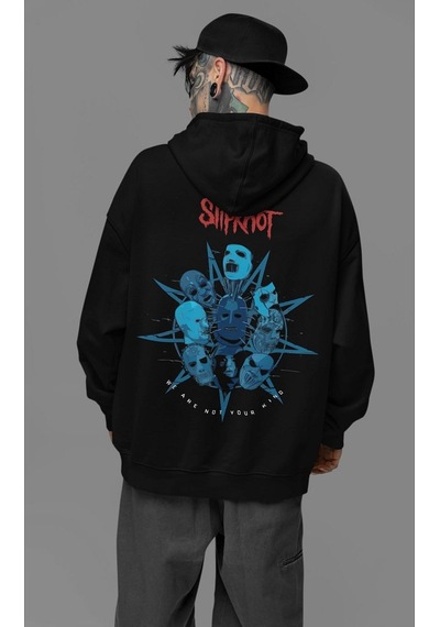 Sevbano Slipknot We Are Not Your Kind Yazılı Unisex Oversize Rock Metal H Siyah