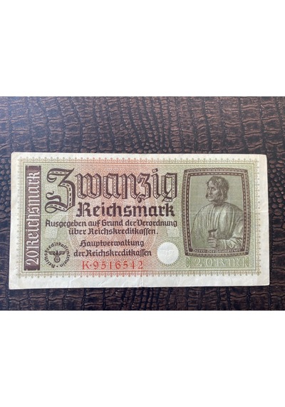 Alman Reich Nazi Dönemi 1940-1945 Deutsches Reich 20 Reichsmark Çok Çok Temiz Ççt Extremely Fine Xf