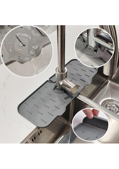 Su Engelleyici Mutfak Banyo Lavabo Musluk Kenarı Silikon Mat Sıçrama Engelleme Matı