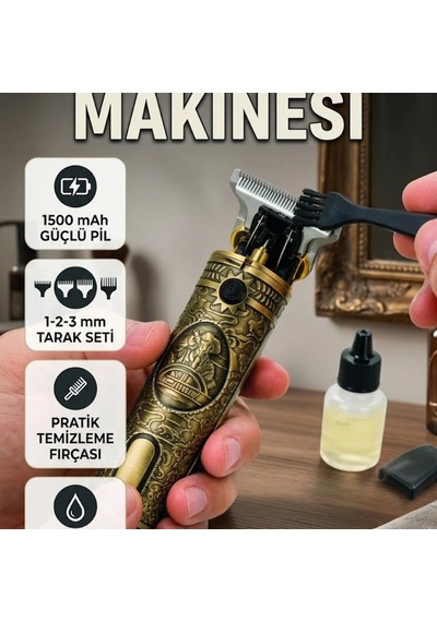 Şarjlı Saç Ve Sakal Tıraş Makinesi 1500 Mah Batarya Ve 1-2-3 Mm Tarak Seti