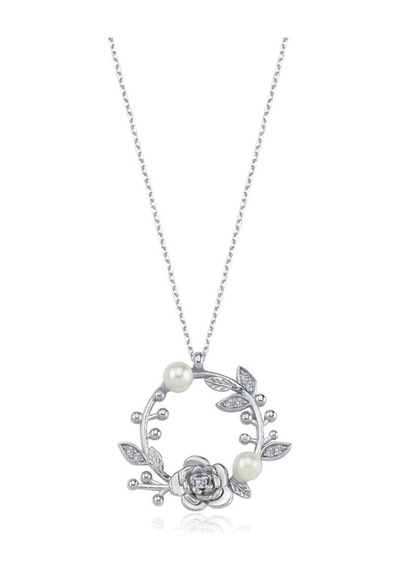 Mia vento Işıltılı İnci Goncası Flowers Gümüş Kolye
